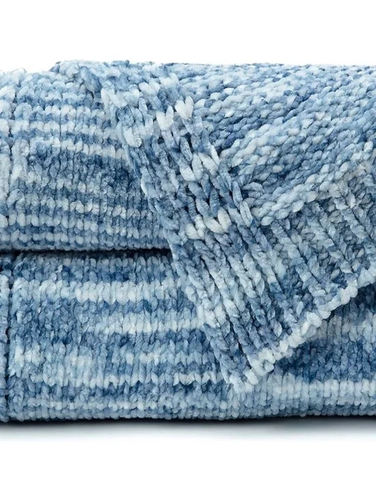 Chanasya Premium Chenille Knit Texture Throw Blanket - Blue/White - (50" x 65") - Picture 5 of 6